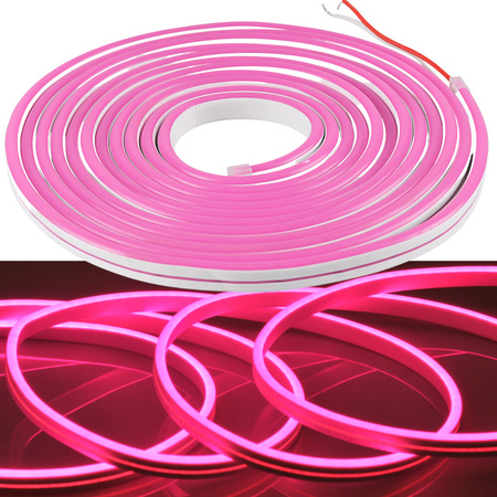NEON Strip Flexibilní LED pásek 12V 27W Růžový IP65 12mm 5m