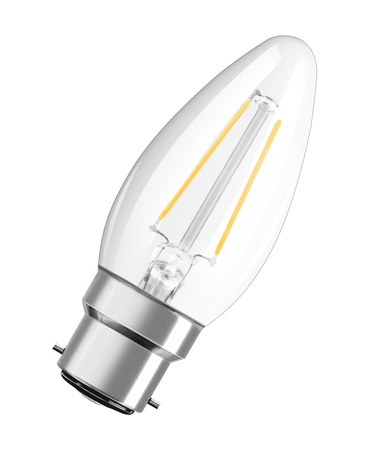 LED žárovka B35 svíčka B22d 2,5W = 25W 250lm 2700K teplá bílá 300° Retrofit Filament CLASSIC Osram
