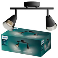 Stropní bodové svítidlo pro povrchovou montáž 2x GU10 Black Cleft Philips