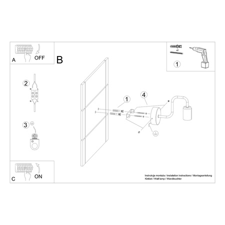 Nástěnné svítidlo VECTOR E27 Black Industrial SOLLUX