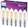 6x LED svíčková žárovka E14 B35 4,3W = 40W 470lm 2700K teplá bílá vlákno PHILIPS
