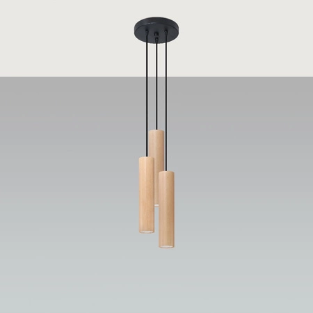 LINO 3P LED závěsné stropní svítidlo 3xGU10 přírodní dřevo SOLLUX