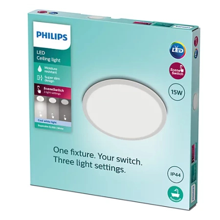LED stropní svítidlo SUPERSLIM 15W 4000K 25cm IP44 stmívatelné bílé PHILIPS