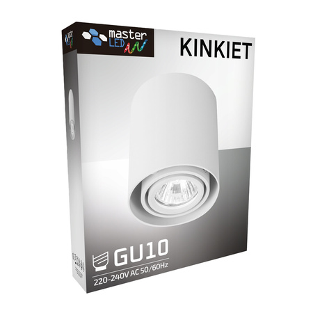 Halogenový reflektorový bodový reflektor GU10 s povrchovou montáží, kulatý, pohyblivý, bílý Masterled