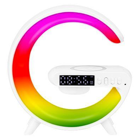 LED stolní lampa 3W 420lm RGB dobíjecí herní indukční nabíječka reproduktor BlueTooth vypínač bílá Masterled