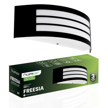 Zahradní nástěnná lampa E27, IP44 Černá FREESIA LUMILED