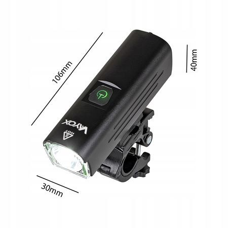 Svítilna LED na kolo světlo USB-C držák 6 režimů 1300lm IPX6 VAYOX