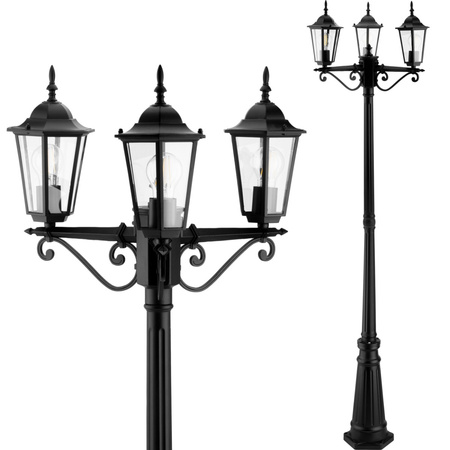 Zahradní park Stojanová lucerna LIGURIA GOLDLUX (Polux) 3x E27 černá 2,5 m