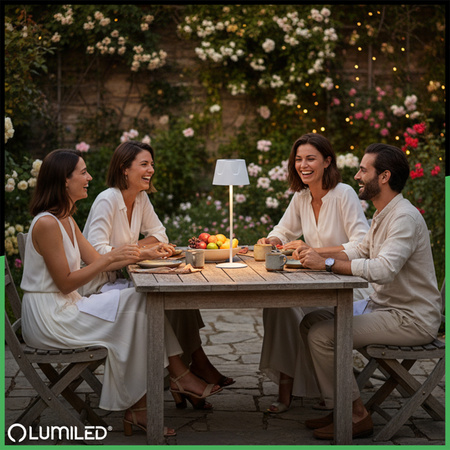 LED zahradní lampa stojící dekorativní stolní noční světlo USB stmívatelné dotykové bílé FIORA LUMILED