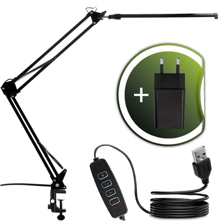 Stolní lampa LED 12W, CCT USB stmívatelná Černá COSMI LUMILED