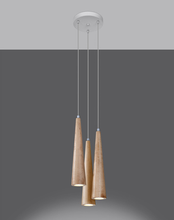 SULA 3P LED závěsné stropní svítidlo 3xGU10 přírodní dřevo SOLLUX