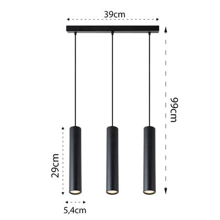 KEON Stropní závěsné svítidlo 3xGU10 Nastavitelná trubice černá MASTERLED