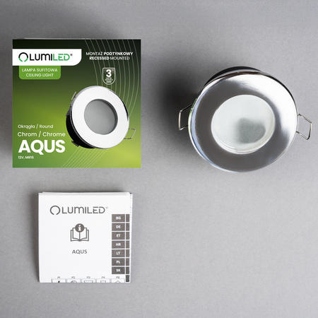 Halogenová Osvětlení Podhledová Koupelnová Hermetická GU10, IP44 Stálá Chrom AQUS LUMILED