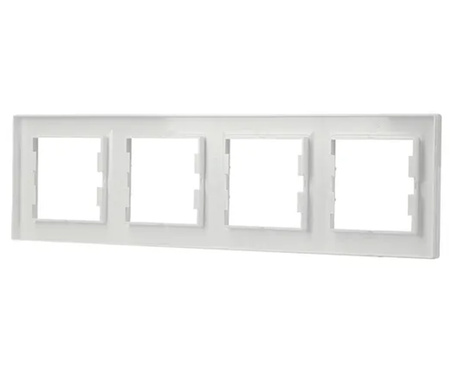 4násobný horizontální rám pro čtyřnásobnou bílou zásuvku Asphora