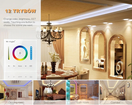 RGB+CCT LED dotykový ovladač 12V / 24V 10A Mi-Light NÁSTĚNNÝ - P3