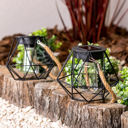 LED solární závěsné svítidlo Venkovní zahradní lucerna 3000K IP44 soumrakový senzor