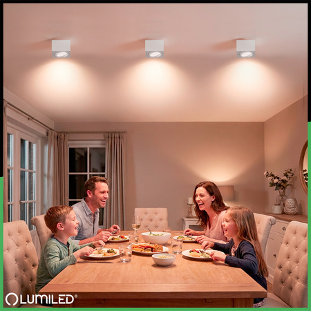 Povrchové Halogenové svítidlo 50mm, Nastavitelná Čtvercová Bílá AMAT-S + LED 7W 3000K LUMILED