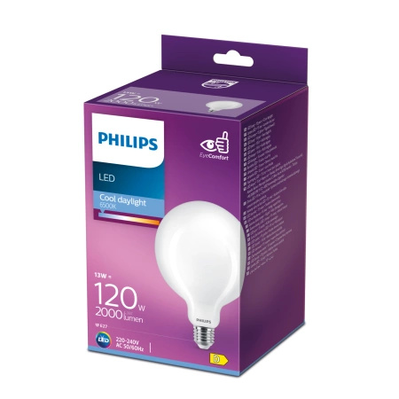 LED žárovka E27 Sphere G120 13W = 120W 2000lm 6500K Cold FILAMENT LED Classic Philips