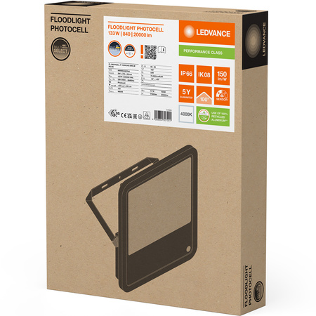 LED reflektor 133W 20000lm 4000K IP66 černý se soumrakovým senzorem LEDVANCE Floodlight
