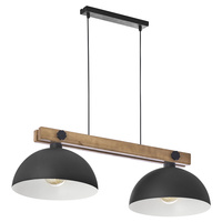OSLO Závěsné stropní svítidlo Lustr černý dřevěný průmyslový 2xE27 1706 TK Lighting