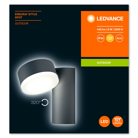 Nástěnné venkovní fasádní svítidlo pohyblivé 8W 440lm 3000K Endura Style Spot LEDVANCE