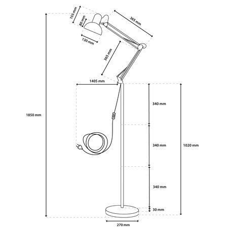 BelsaLumiled LED E27 černá stolní stojací lampa s nastavitelnou výškou