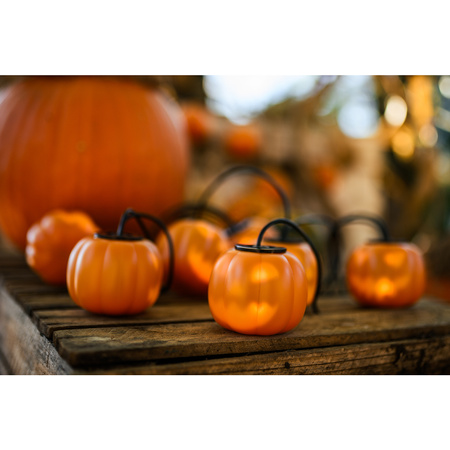 Baterie Garland 8xLED Dekorativní dýně 4.45m Halloweenská světla + USB C