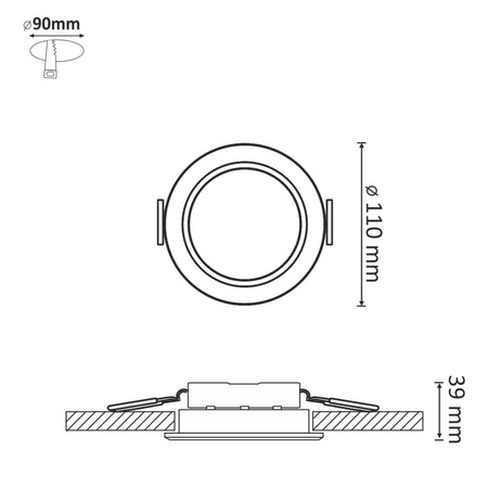 3x MIRO LED kruhové vestavné svítidlo. Bílé 6W 400lm 3000K GOLDLUX (Polux)