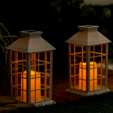 Solární LED zahradní lampa závěsná bílá 27cm