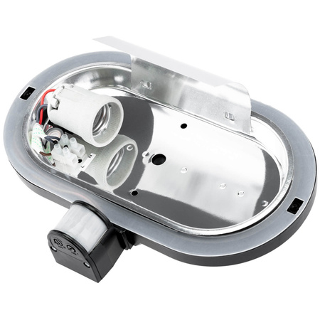 Zahradní nástěnná lampa FRODA E27 IP44 s PIR senzorem černá