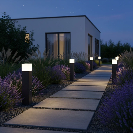 LED zahradní lampa E27 NEW YORK TUBA Stožár 44cm se senzorem - GOLDLUX (Polux)