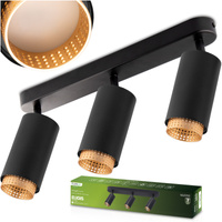 Stropní Lampa Reflektor LED 3x GU10 Trubice Spot ELIGIS Černá LUMILED