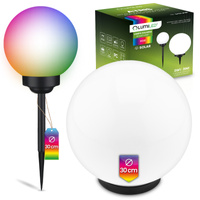 LED ATRIS Solární zahradní lampa poháněná nadzemní bílou koulí 30 cm RGB LUMILED