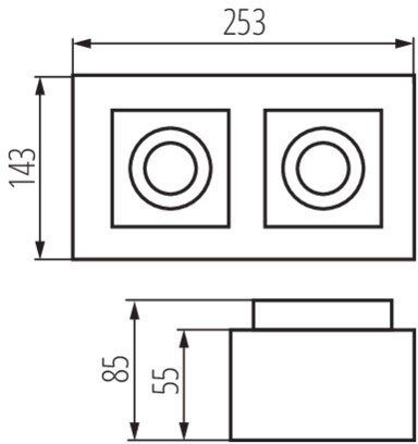 LED GU10 obdélníkové černé Stobi Kanlux Bodové LED svítidlo pro povrchovou montáž