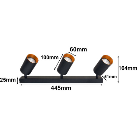 ERIS GOLD 3x GU10 LED stropní svítidlo. nastavitelné