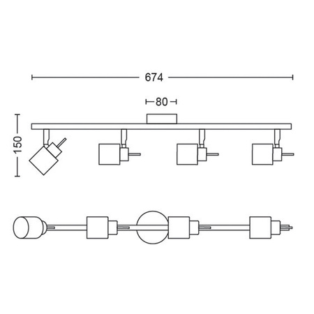 MERANTI stropní svítidlo 4x GU10 Nástěnné svítidlo Reflektor pohyblivý Černá PHILIPS