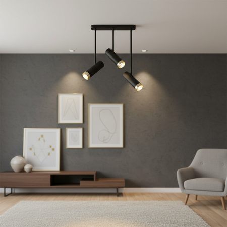 Bodové reflektorové stropní svítidlo 3x GU10 černé zlaté PORTO Sanico Goldlux