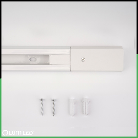 Jednofázový kolejnicový vodič pro kolejnicové reflektory 1.5m, Bílá LUMILED