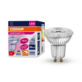 LED PAR16 Reflektor GU10 3,4W = 35W 230lm 3000K Teplý 36° CRI97 Stmívatelný PARATHOM PRO Osram
