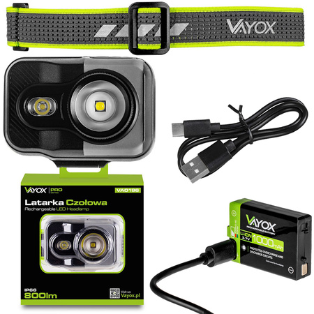 Dobíjecí čelovka 800LM CREE + SMD PRO SERIES VA0196 VAYOX
