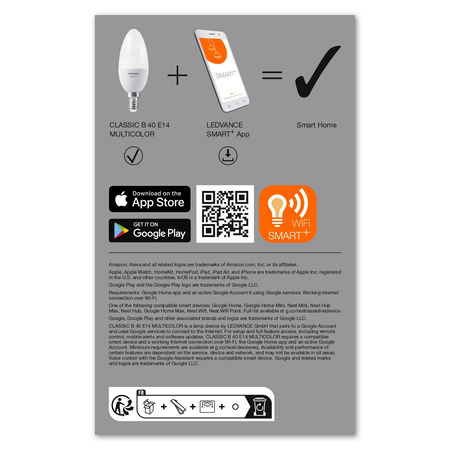 E14 B40 LED žárovka 4.9W 470lm RGBW SMART+ WiFi stmívatelná svíčka LEDVANCE