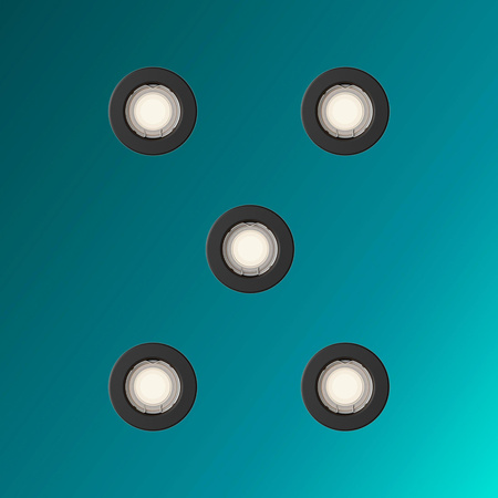 5x LED GU10 zapuštěná pod omítku pevná hliníková kulatá černá Peridot Philips