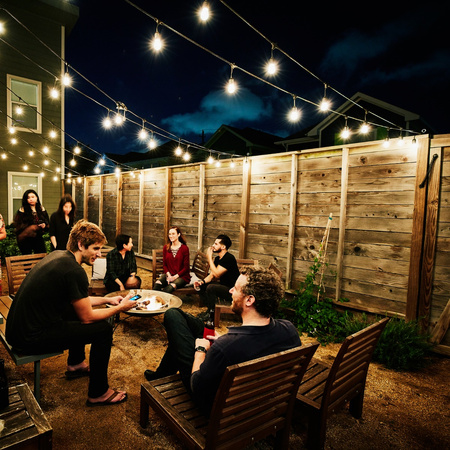 Venkovní zahradní girlanda světelný řetěz 15m 15xE27 LED 1.3W