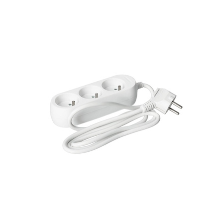 Prodlužovací kabel Zástrčka 3 x uzemněná zásuvka Napájecí pásek 1,5 m bílý Linea Kobi