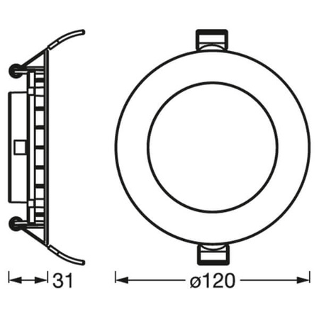 LED panelové vestavné stropní svítidlo DOWNLIGHT SLIM 8W 550lm 6500K studené 12cm Ledvance