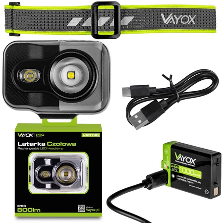 Dobíjecí čelovka 800LM CREE + SMD PRO SERIES VA0196 VAYOX
