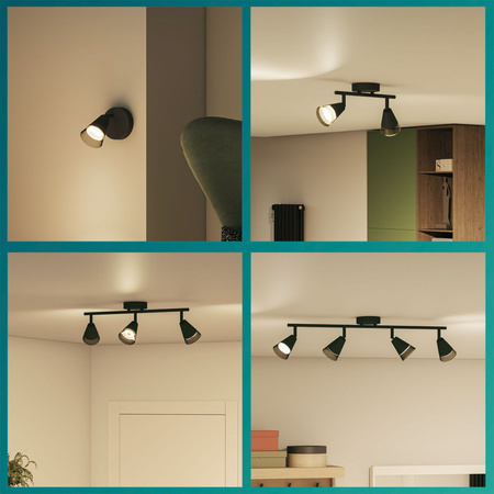 Stropní bodové svítidlo Plafond 3x GU10 Black Cleft Philips pro povrchovou montáž