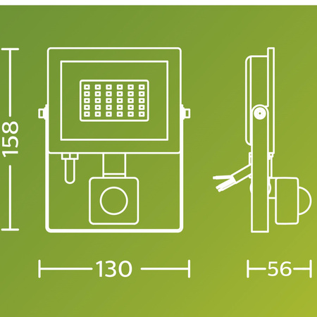 Reflektor LED 20W 2050lm 5000K IP65 se senzorem pohybu a soumraku Black Lois Philips