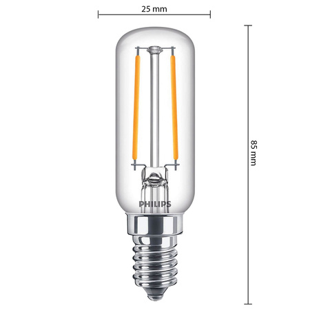 LED žárovka E14 T25 2.1W = 25W 250lm 2700K Teplá bílá Filament PHILIPS
