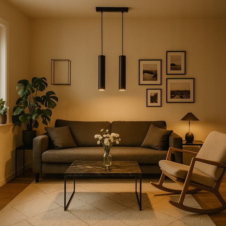 KEON Stropní závěsné svítidlo 2xGU10 Nastavitelná trubice černá MASTERLED